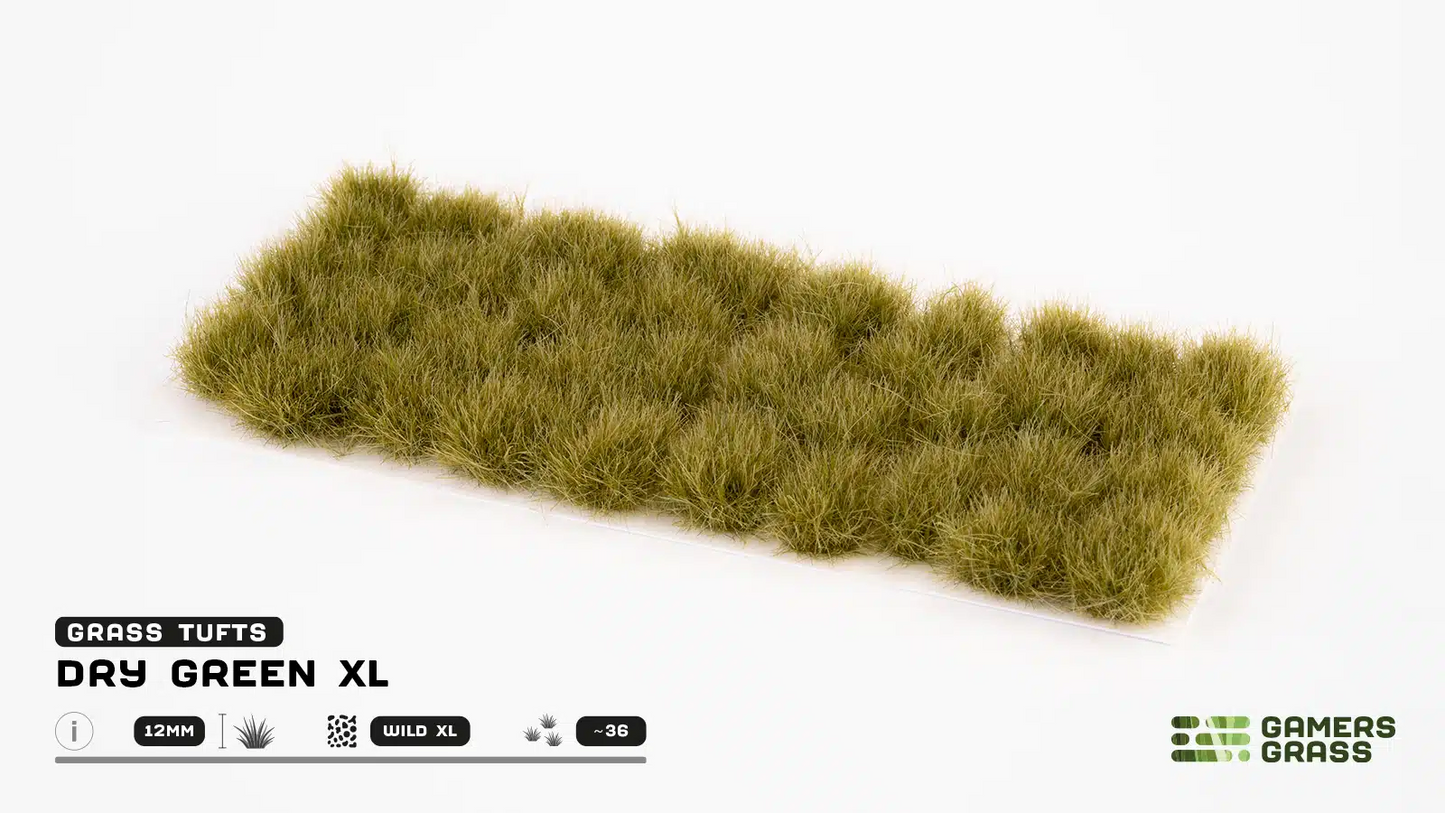 GAMER'S GRASS DRY GREEN 12MM WILD XL TUFTS