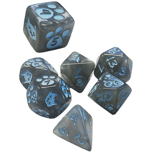GREY KITTEN POLY 7 DICE SET