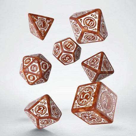 CARAMEL & WHITE: STEAMPUNK CLOCKWORK DICE SET