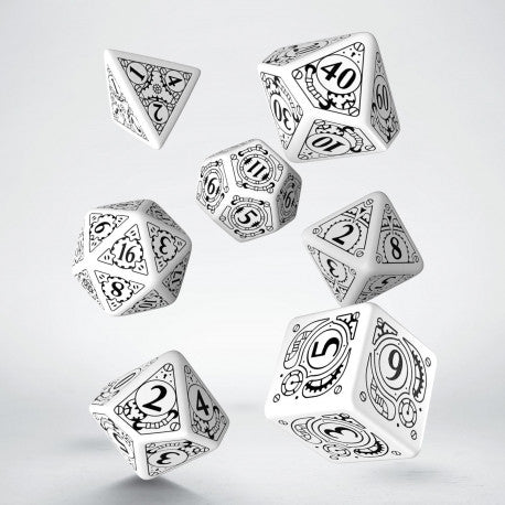 STEAMPUNK DICE SET- WHITE & BLACK