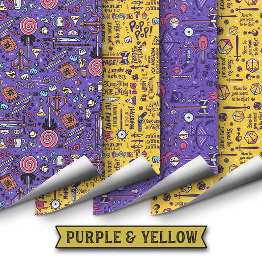 CRITICAL ROLE PURPLE & YELLOW WRAPPING PAPER